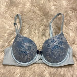 Victorias Secret 32C Bra Blue Floral Body by Victoria Lined Demi Underwire Lace